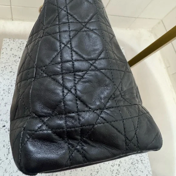Dior Black Quilted Leather Satchel with Gold Hardware - Picture 4 of 15